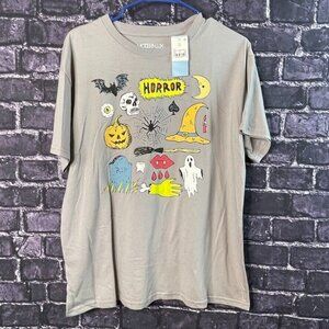 Modernlux Women's 2XL XXL Horror RIP Bat Spider Skull Halloween Ghost Shirt Top